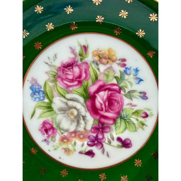 Shafford Japan Tea Cup & Saucer, vintage 1960s, Green with Gold, Floral Pattern - Picture 3 of 10